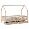 VidaXL Cadre de lit enfant avec tiroirs 90x200 cm bois de pin massif, lit pour enfant, lit simple pour enfant, lit maison 3302032