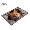 Animal Patterned Bedroom Rug 3D Illusion Entrance Rug, Absorbent Non-Slip Floor Mat, Realistic Apartment Size Area Rugs Spooky Skeleton