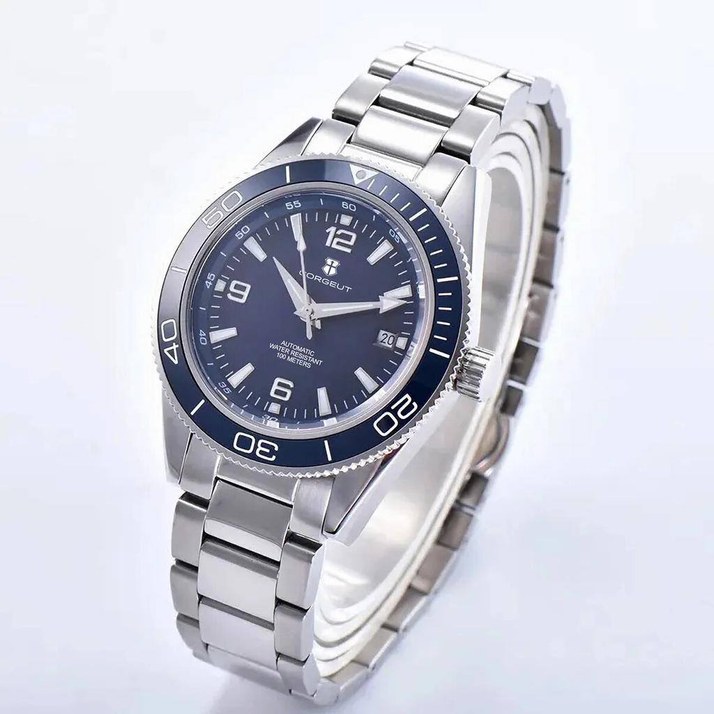 Керамический безель 100, водонепроницаемые роскошные мужские часы Corgeut, 41 мм, сапфировые механические часы для дайвера, автоматические наручные часы NH35