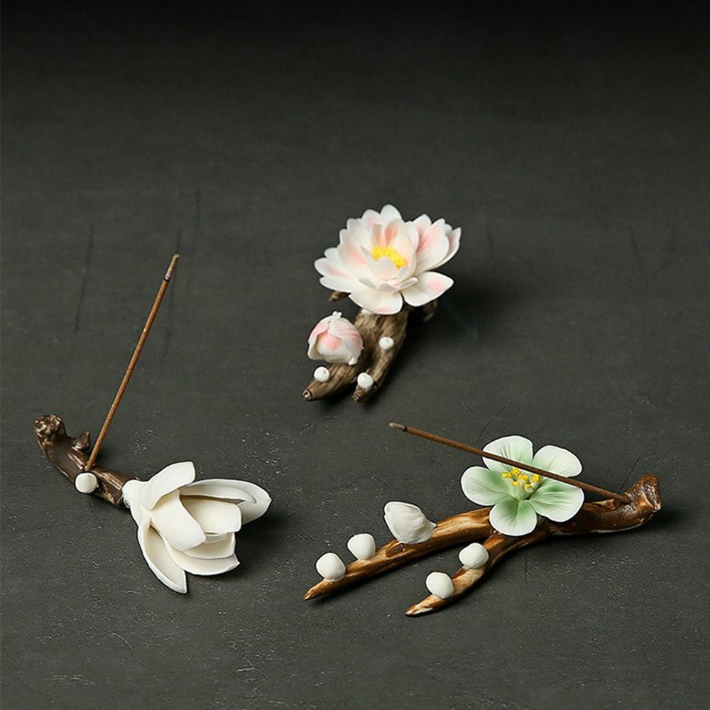 Flower Shape Incense Stick Holder Ceramics Aromatherapy Base Gift Tea Table Oraments Yoga Studios