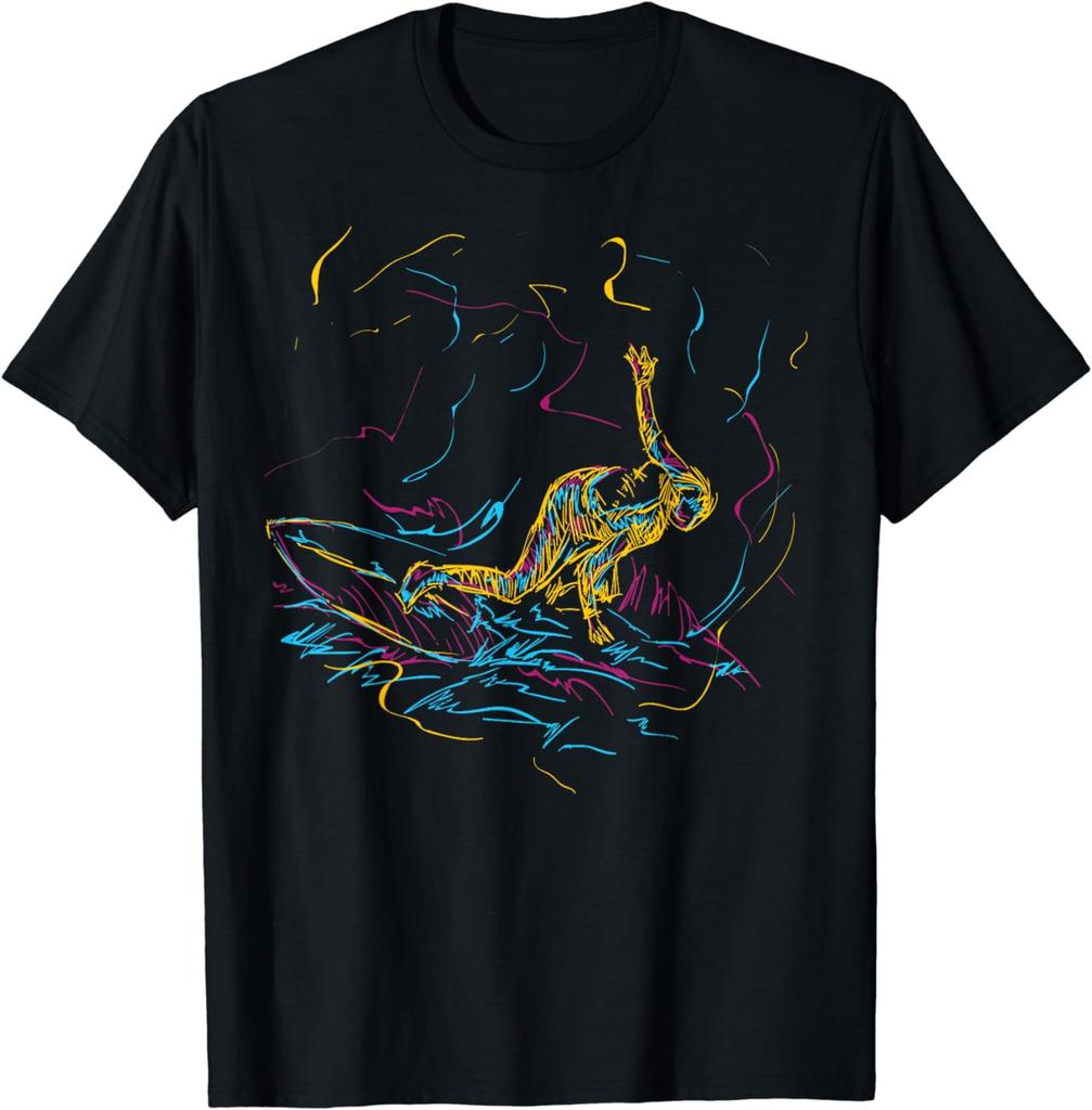 Abstract Art Surfing for Surfer and Surfers TShirt Streetwear Men Clothing Tops Graphic T Shirts Vintage T Shirt