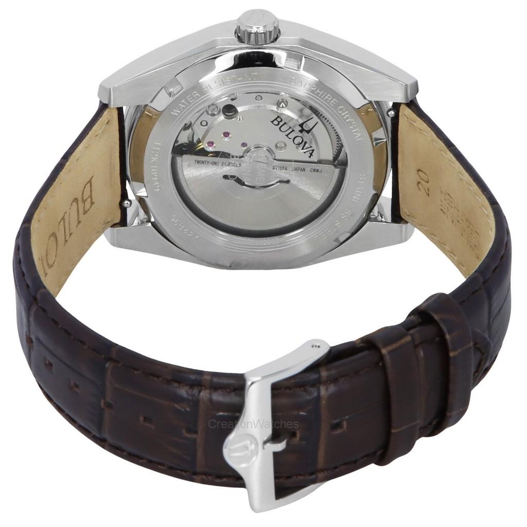 BULOVA Surveyor Leather Strap Green Dial Automatic 96B427 Men's Watch