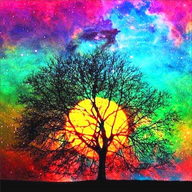 50X50CM 5D алмазная живопись пейзаж DIY полный алмаз Луна дерево вышивка комплект мозаика украшение дома