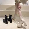 Short Boots Autumn and Winter High Heels Thick Heels Square Toe High Heels Women's Boots