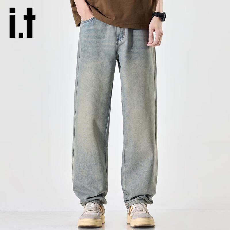 Мужские джинсы izzue свободного прямого кроя с эффектом потертости