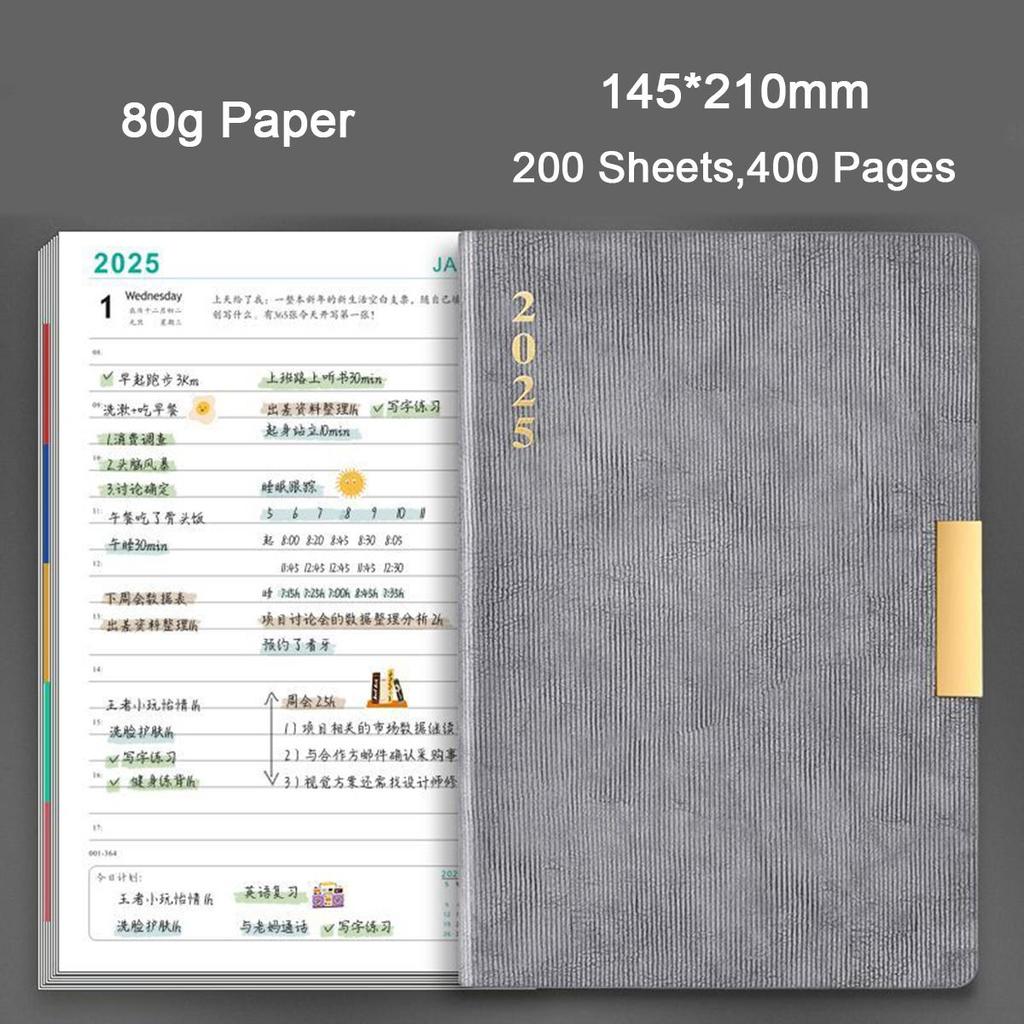 Расписание дел на 2025 год, ежедневник для студентов, утолщенный ежедневник, записная книжка, блокнот, тетрадь, памятка, 200 листов, 400 страниц