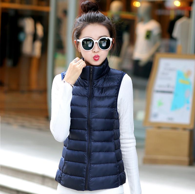 2024 Autumn Women's Lightweight Stand Collar Down Vest: Stylish Short Casual Fashion
