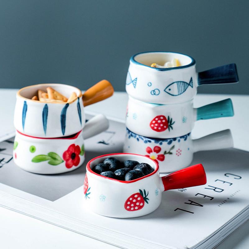Мини керамическая чашка для молока, кувшин для сливок, многофункциональная тарелка для приправ, маленький кофейник, уксус, соус с ручкой