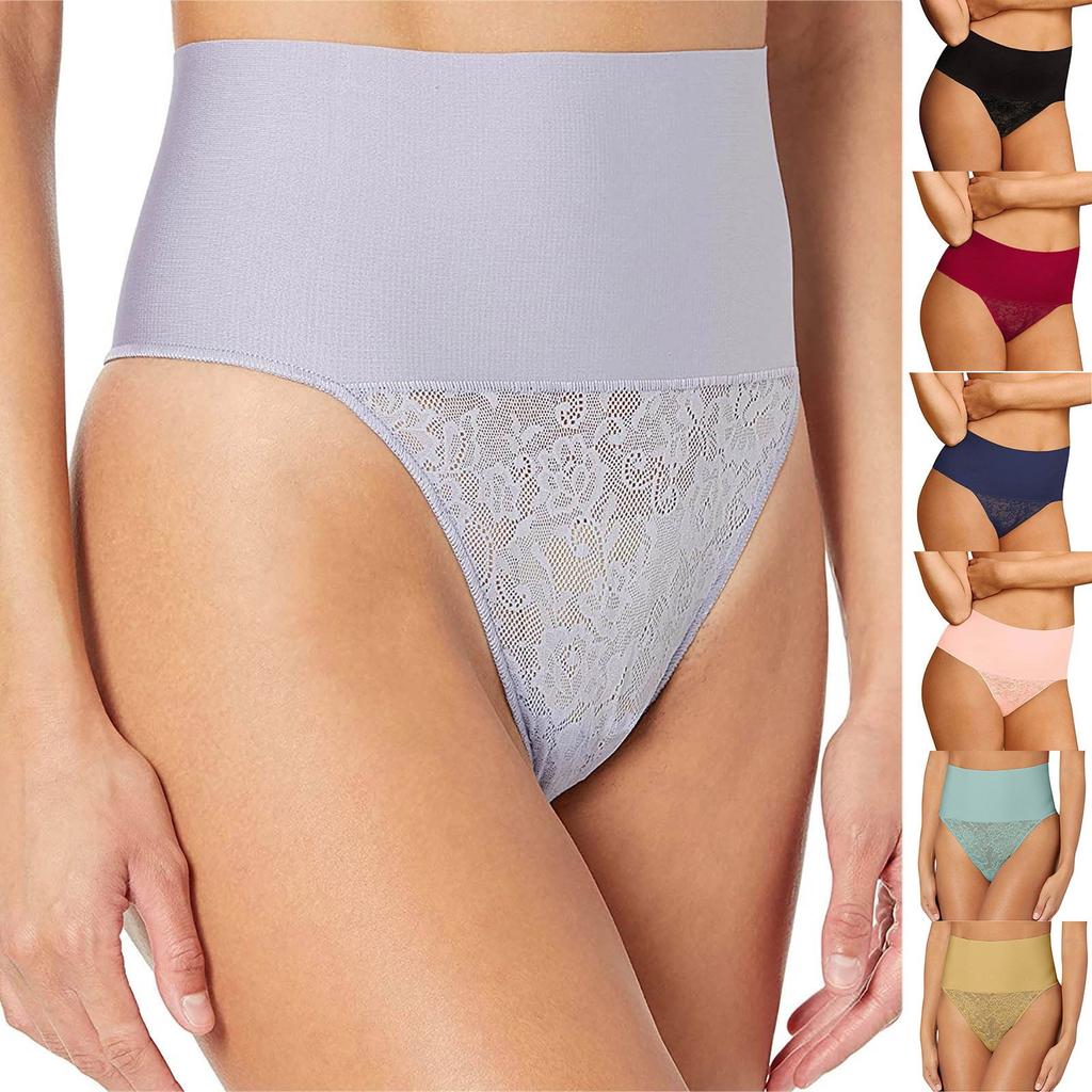 Women's Tame Your Tummy Shaping Lace Thong With Cool Comfort High Waist Panties