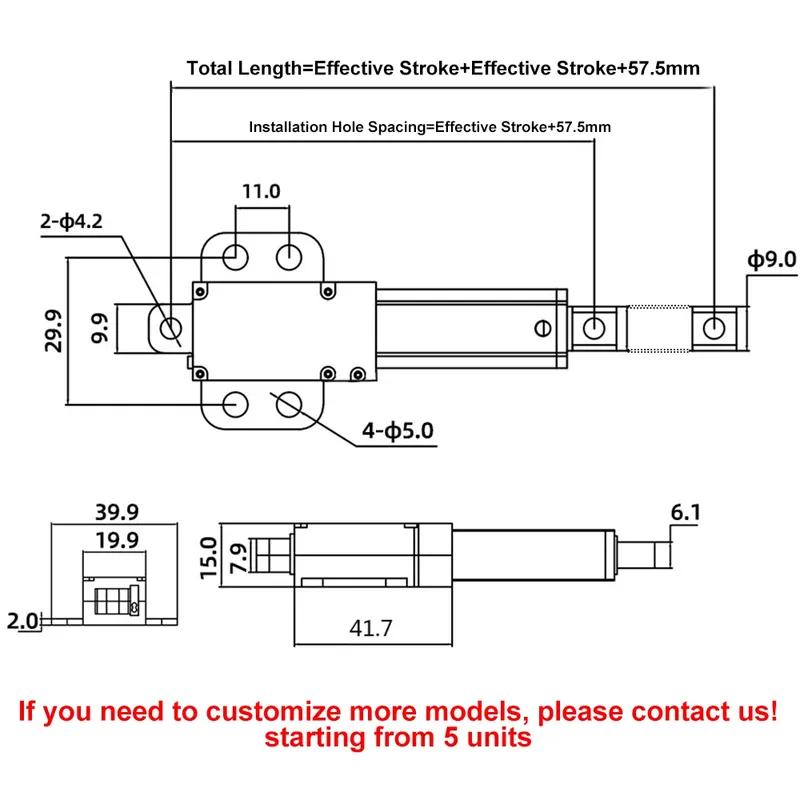 Micro Linear Actuator Mini Electric Cylinder Push Rod DC12V 64/96/188N 50/100/150/200mm Stroke Reciprocating Motor for DIY Toy