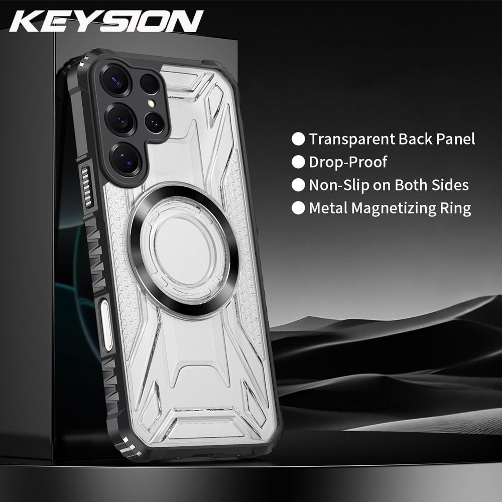 KEYSION Прозрачный магнитный чехол для Samsung S26 Ultra 5G Силикон+ПК Ударопрочный чехол для телефона повышенной прочности для Galaxy S26 S26+Plus