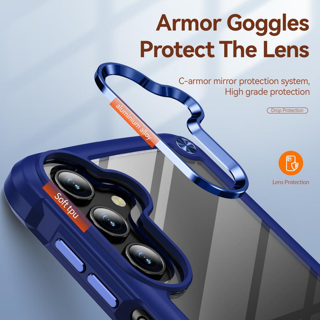 For Samsung Galaxy A26 5G Case Anti-Drop Alloy Lens Frame PC + TPU Phone Cover