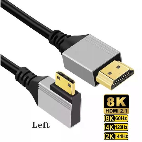 90 Degree Angled 8K 5K Micro Mini HDMI To HDMI-compatible 2.1V Cable for TV PC Digital Camera Tablet Mini Hdmi To Hdmi cable