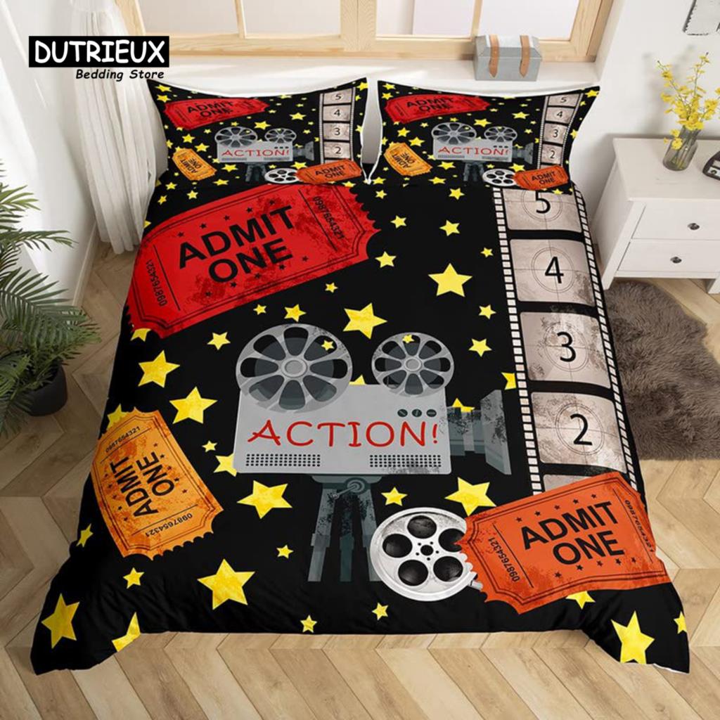 Покрывало Movie Time Комплект постельного белья Кинотеатр Пододеяльник Микрофибра Попкорн Кинозакуски Покрывало