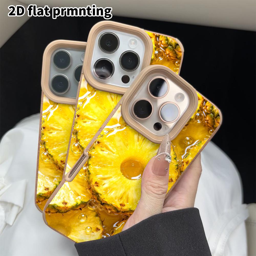 Phone Case: 2D flat lambskin suitable for iPhone 18 17 16 15 14 13 Pro film protective case,pineapple slice, Christmas and Halloween holiday gift