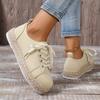 Large Size Autumn Woven Lace-up Single Shoes Platform Low-top Board Shoes