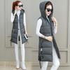 Хлопковый жилет женский средней длины осенне-зимний модный с капюшоном приталенный большого размера хлопковый жилет