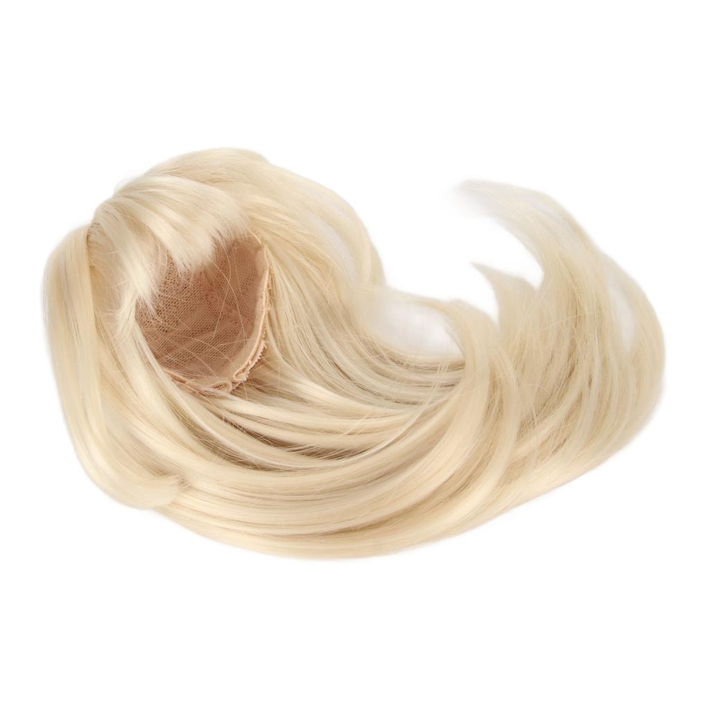 1 6 Ball Jointed Doll Wig for 15.5 To 17cm Doll Milk Gold Long Hair with Bangs DIY Doll Wig