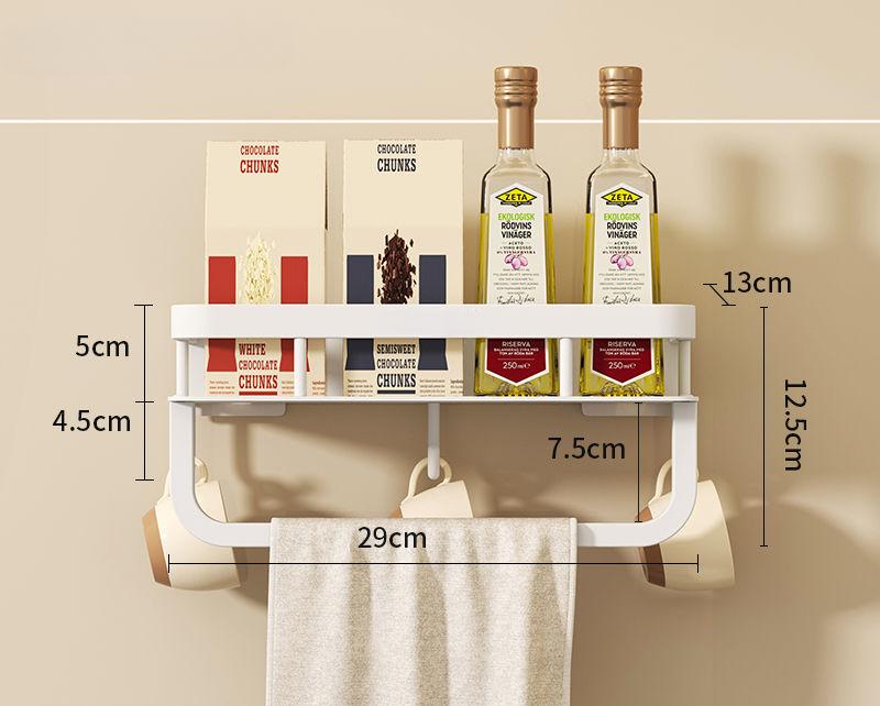Стойка для хранения специй на кухне с крючком, держатели для посуды, настенная полка для приправ без отверстий, металлическая стойка для полотенец в ванной