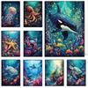 Abstract Modern Art Wall Poster Sea Turtle Jellyfish Dolphin Shark Animal Morden Sea Print Home Decor Canvas Painting Picture