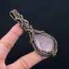 Rose Quartz Gemstone Pure Copper Wire Wrapped Handmade Jewelry Pendant For Gift