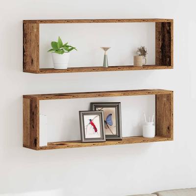 vidaXL Wandregale 2 Stk. Altholz 80 X 15 X 26 Cm Holzwerkstoff