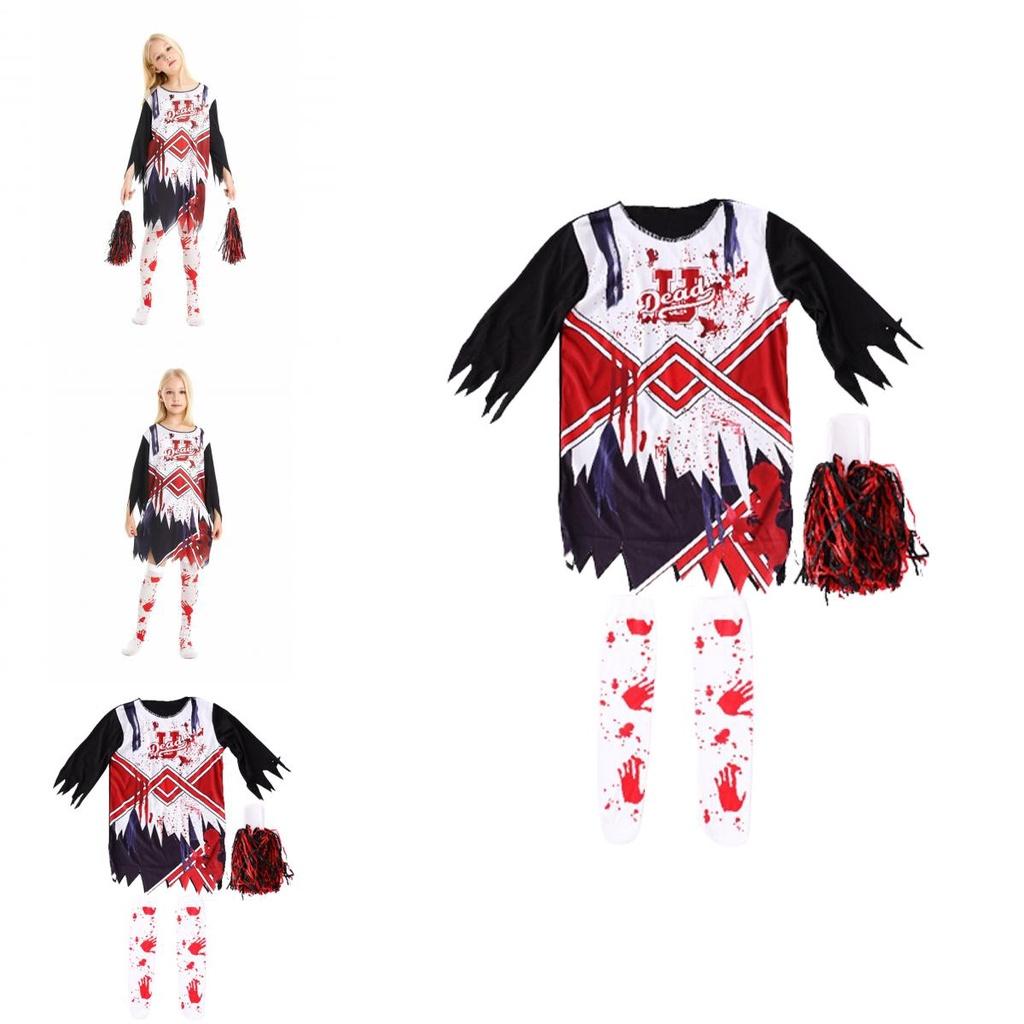Жуткий костюм косплей зомби-чирлидерши для девочек на Хэллоуин для карнавалов и вечеринок