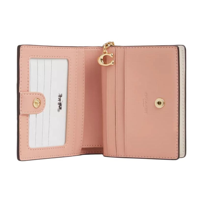 New COACH Snap Wallet Coated Canvas Wallet Mini Women's Gold & Sand CAR14-IMSAS