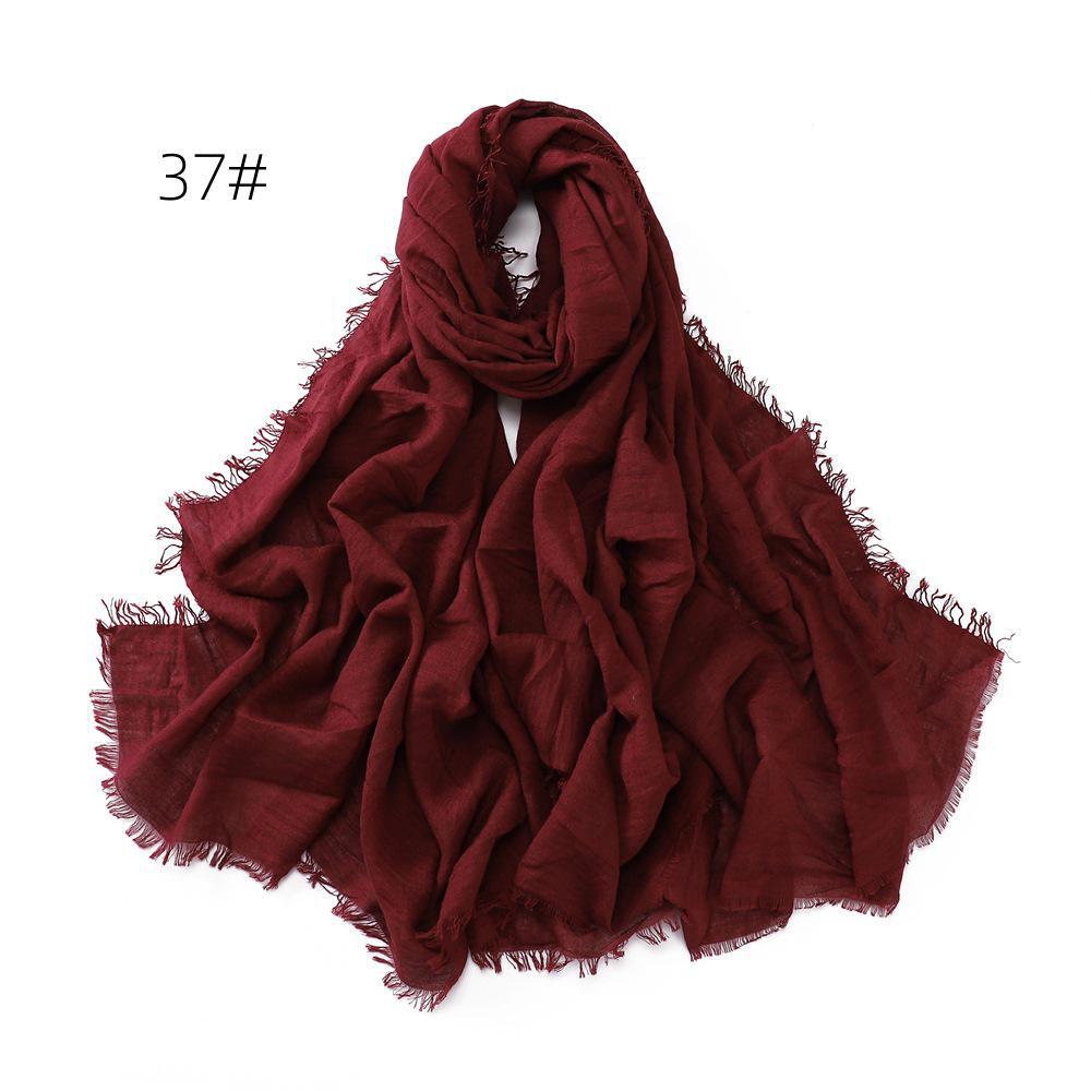 High-Quality Cotton Linen Gauze Scarf: Breathable, Encrypted Sunscreen, Four-Circle Fringe Shawl, Women's Malay Head Scarf