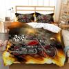 Racing Motorcycle King Duvet Cover Microfiber Extreme Sport Comforter Cover Cruising Locomotive Motocross Dirt Bike Bedding Set