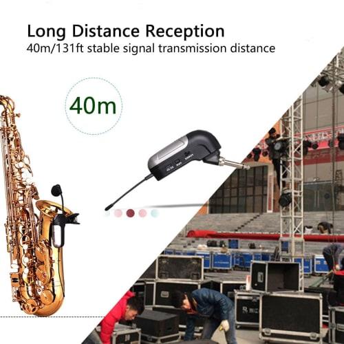 Wireless Instrument Microphone, Pickup Microphone for Horn, Trumpet, Clarinet, UHF Clip-on Gooseneck Condenser Microphone for Saxophone