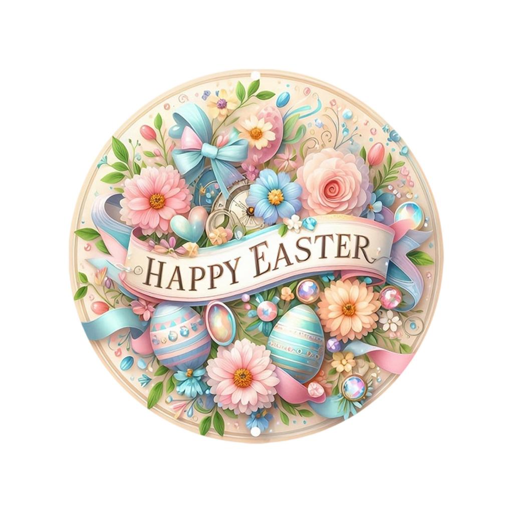 Пасхальный кролик Пасхальное яйцо Украшения для вечеринки Деревянные круглые таблички Подвесные Праздничная атмосфера Добро пожаловать на двери