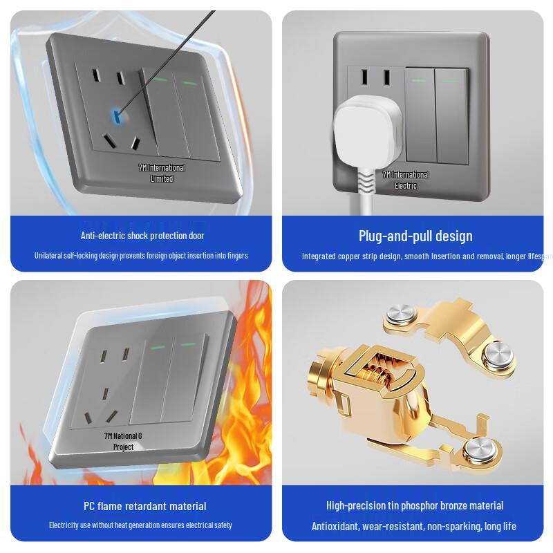 86-Type Wall-Mounted Switch & Power Socket Combo