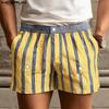 Мужские шорты мини с молнией на талии, с принтом в полоску, повседневные
