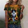 Fashion Women's T-shirts 3D Black And White Dairy Cow Print Cute Animal Short Sleeves Tees Tops Summer New Trend Female Clothing