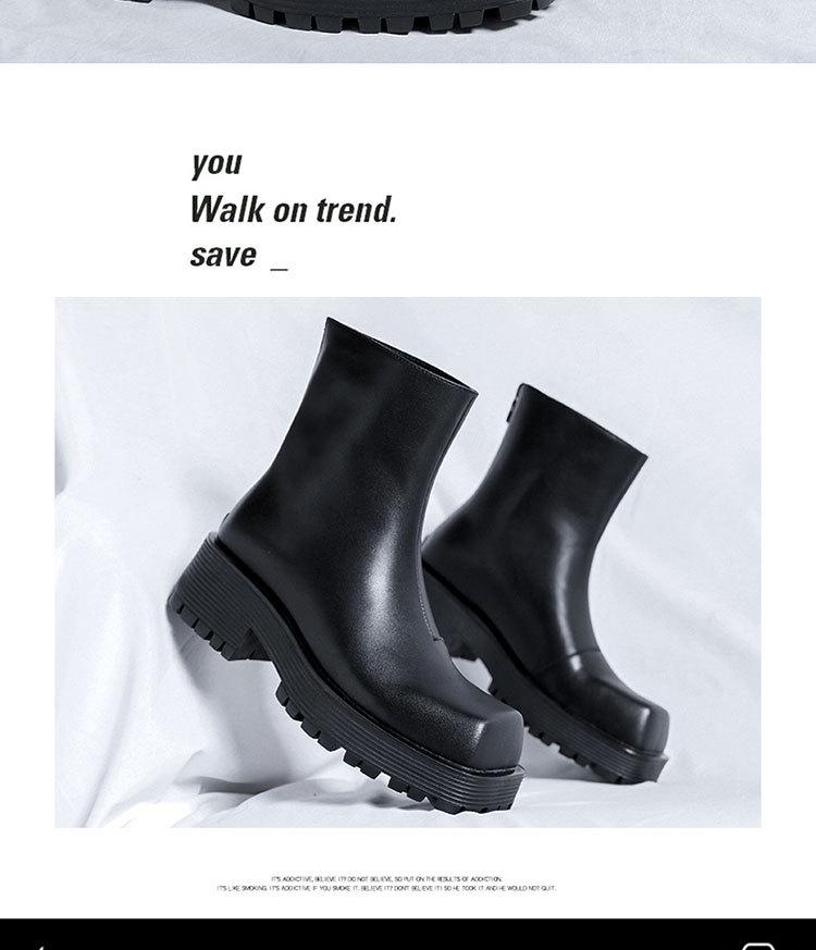 Осень 2023 г. Мужские высокие ботинки Martin с квадратным носком, толстой подошвой и молнией сзади 8118-R