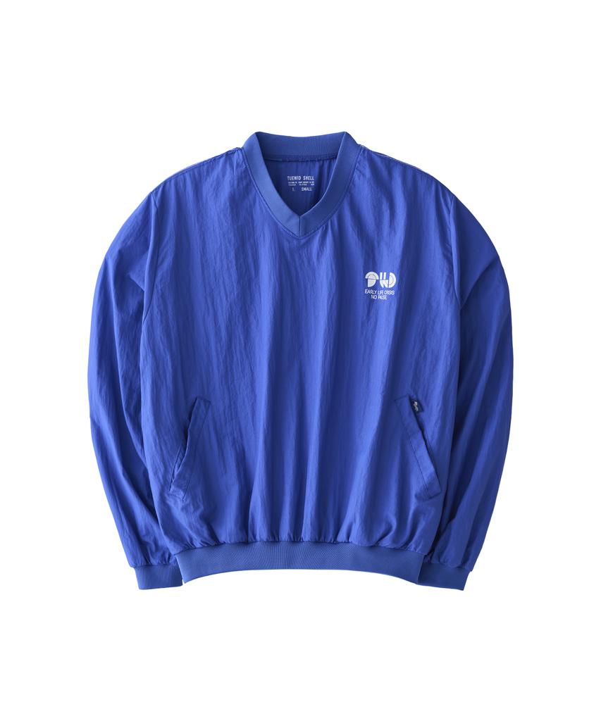 TUEWID V-Neck Wind Shell Pullover In Varsity Blue