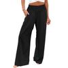 Summer Cotton Linen Wide Leg Pants Women Loose Palazzo Pant Pocket Elastic Waist Casual Pants