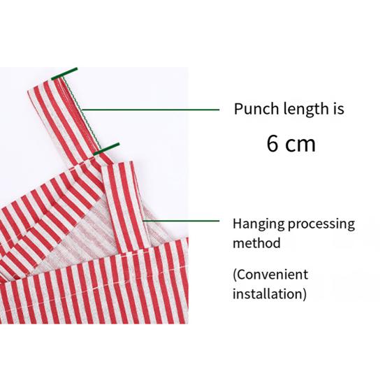 Short Window Curtain Valance Contrast Color Striped Print Sunshade Through-Rod Design Christmas Style Kitchen Bathroom Cafe Decor Curtain