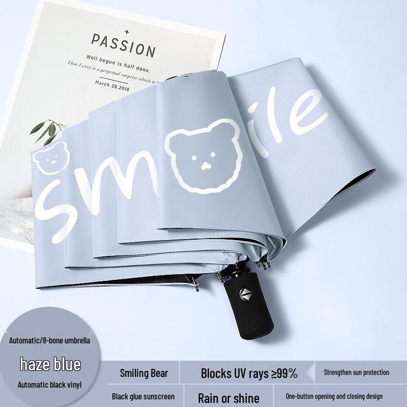 Automatic Floral Oil Painting Umbrella - Portable, Sturdy, Black Glue Sunscreen Parasol