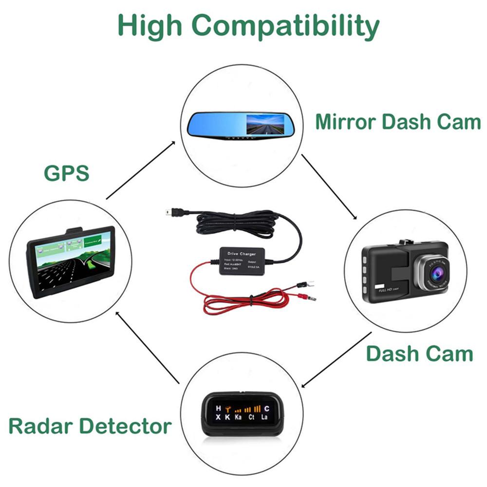 Автомобильный видеорегистратор, провод 3,2 м, зеркальный видеорегистратор, комплект проводных кабелей, видеорегистратор 12/24 В до 5 В, мини-зарядное устройство Micro USB, линия, авторегистратор, камера