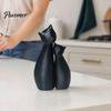 Современный подарок для пар с кошкой, милая черная статуэтка, 3D-печатная фигурка в обнимающейся позе, настольная скульптура, минималистичный декор для полки, домашний офис,
