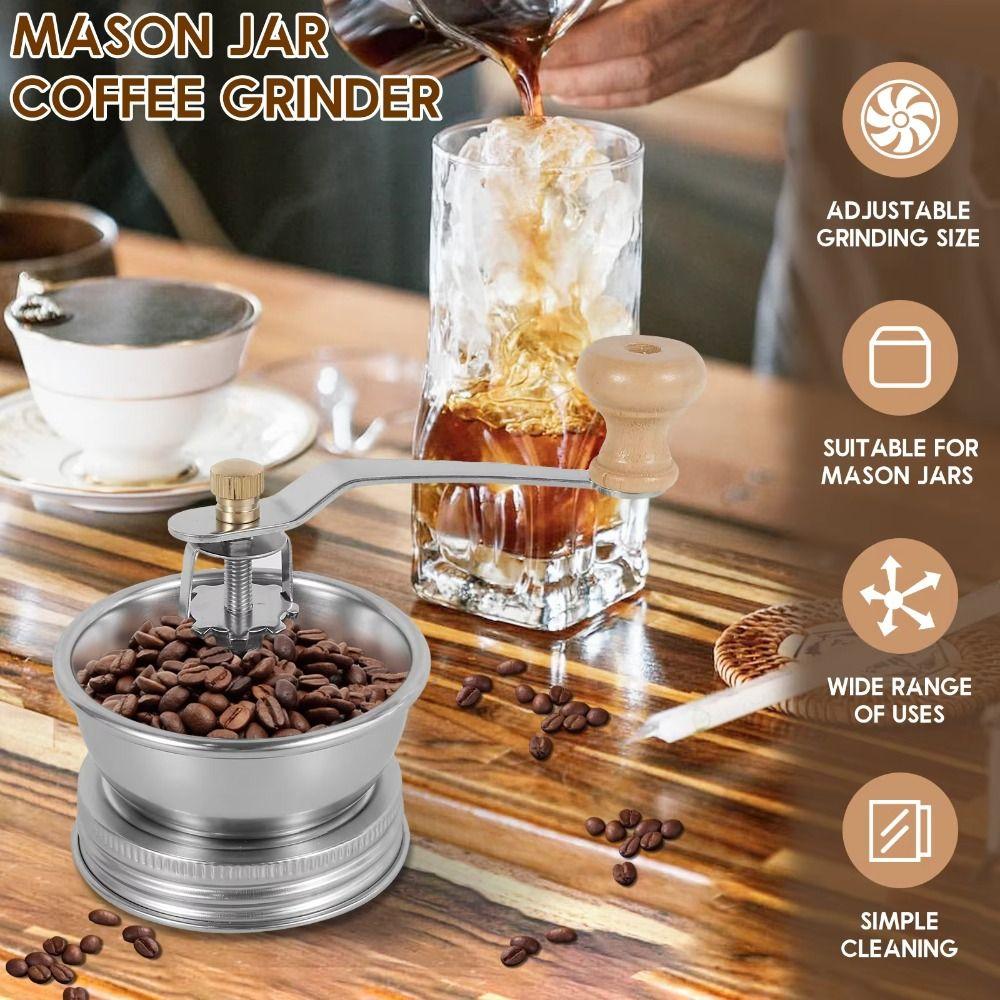 Stainless Steel Hand Crank Coffee Mill Adjustable Settings Bean Grinder Tools Home Use