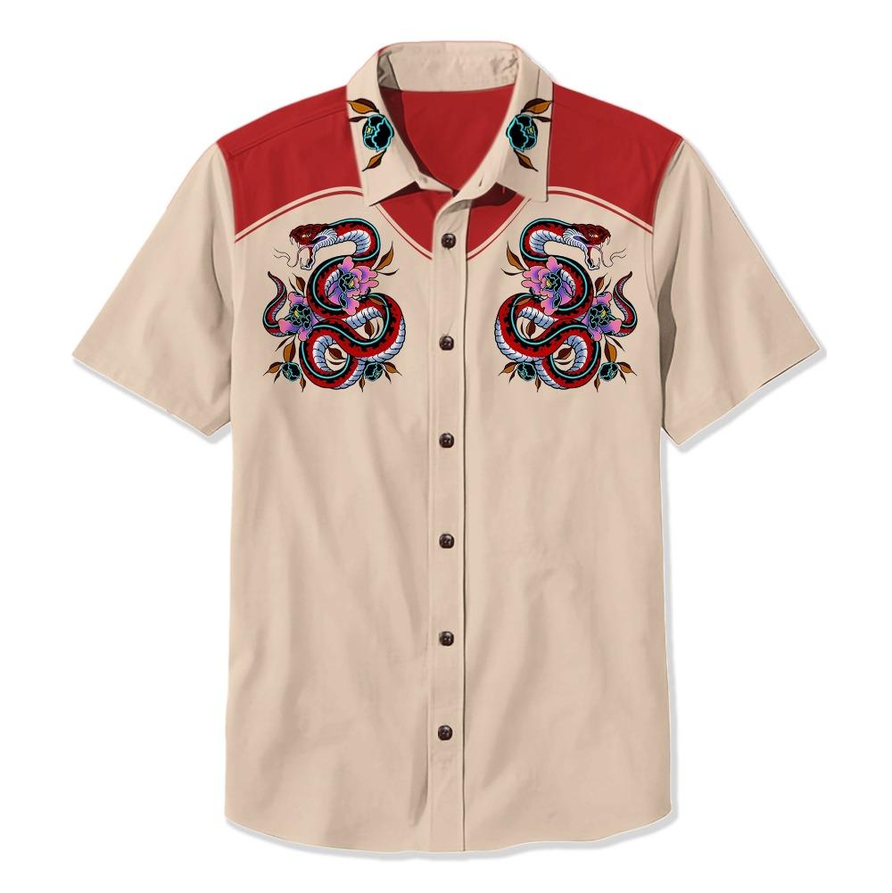 Летняя мужская рубашка в стиле вестерн с принтом в стиле отпуск, повседневная мужская рубашка с лацканами и короткими рукавами с 3D-принтом