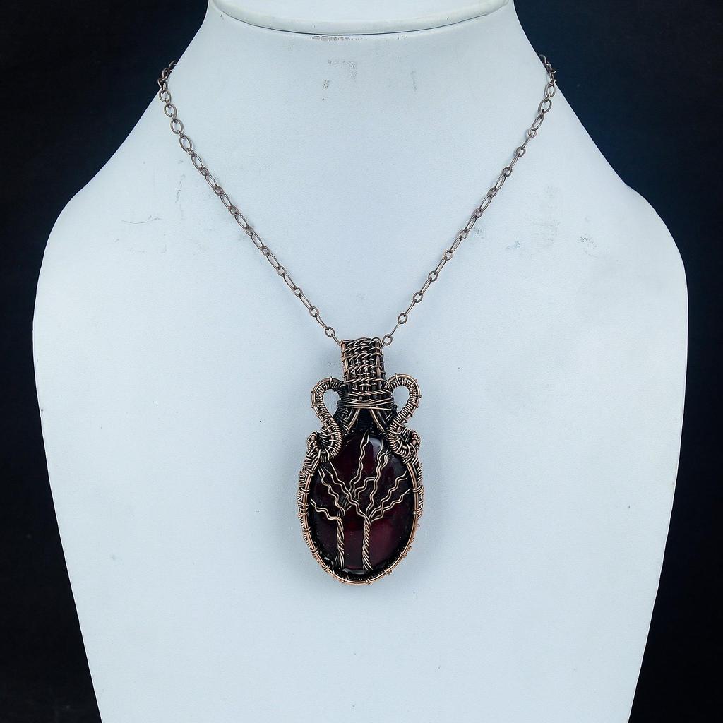 Подвеска из красного лабрадорита, украшение, обернутое медной проволокой 999 пробы, подвеска с драгоценным камнем, ювелирное изделие ручной работы, свадебный подарок