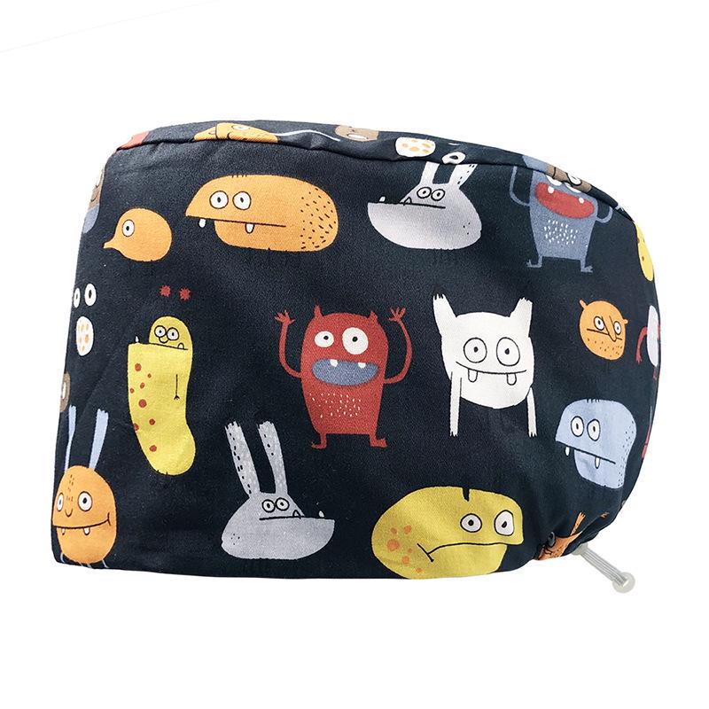 Хирургическая шапочка на кнопках с цветочным принтом для медсестер и врачей