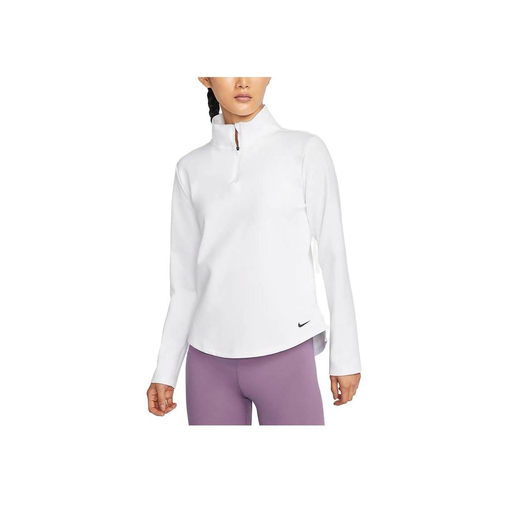 Nike Однотонный повседневный свитер, спортивная футболка с длинным рукавом, женские топы, белый цвет DD4946-100