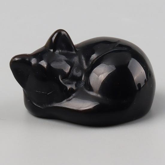 Аметистовая статуэтка кошки, целебный кристалл, спящая кошка, полированный драгоценный камень, украшение для домашнего офиса