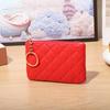Women Wallet Portable Mini Faux Leather Smooth Zipper Key Ring Cards Holder