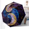 Yin Yang Moon Phases Wall Art: Celestial Harmony DecorUmbrella with Cute Design, Portable 3-Fold Compact Umbrella for Men & Women, Valentine's Day Mot